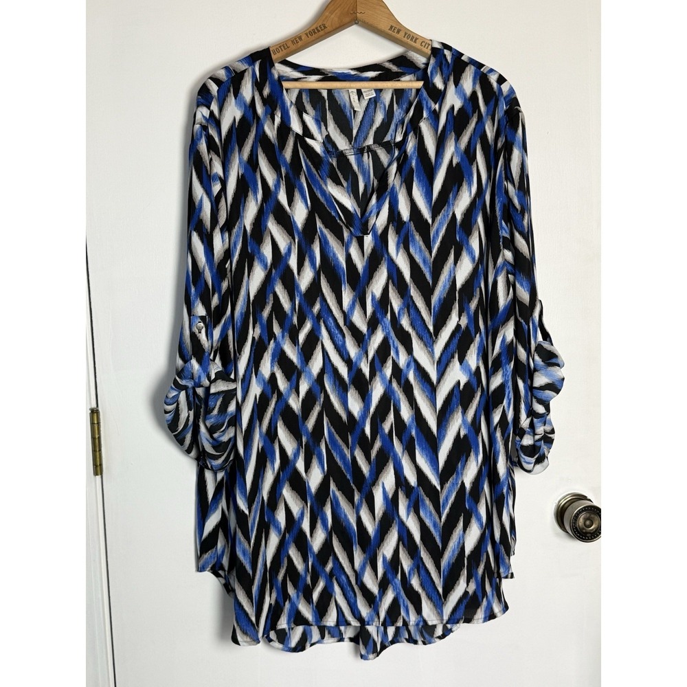 Est 1946 size 26/28W Top Shirt Blue Black White
